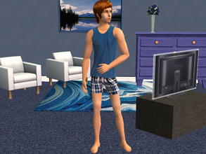 Sims 2 — Plaid Shorts set - Blue by zaligelover2 — Pajamas/Undies for AM.