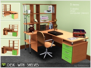 Sims 3 — set Desk with shelves by Severinka_ — Created by Severinka, http://sims3s.ru Set of 5 items 3 desks chair