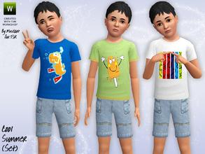 Sims 3 — Cool Summer by minicart — This smart and cool summer outfit for boys comes in two parts - shorts and tshirts.