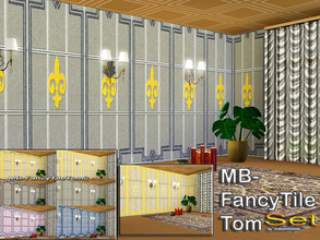 Sims 3 — MB-FancyTileTomSet by matomibotaki — Wall set with 3 matching walls in art-deco designs,all with 3 or 2