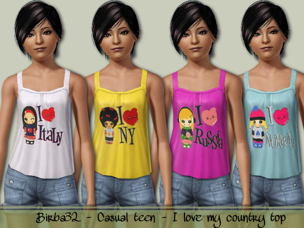 Sims 3 — I love my country/city by Birba32 — I love my country/city! These cute dolls are perfect on t-shirts of