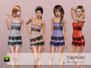 Sims 3 — Yasmine by MissDaydreams — Yasmine is an elegant formal dress which shiny texture contrasts with lace layers.