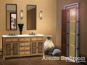 Sims 3 — Arezzo Bathroom by Angela — Free Arezzo Bathroom furniture. This set contains: sink, Counter, Mirror, Lamp and