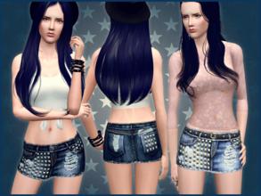 Sims 3 — ~Studded denim skirt~ by Icia23 — Hi :) New denim skirt for your ladies! Hand-painted. 3 and 4 recolorables