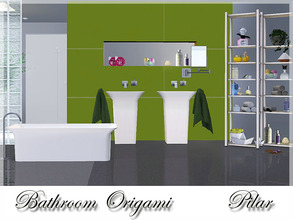 Sims 3 — Bathroom Origami by Pilar — the various elements of this set are oriental and modern look