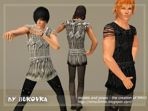 Sims 3 — Top shirt Knots by bukovka — Tops for adults and young men. Three variants of repainting. Staining on two