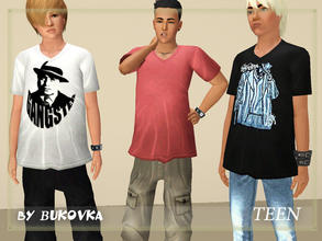 Sims 3 — Teen top shirt Hip Hop by bukovka — T-shirts for teenagers. Three variants of color. Painting on the same