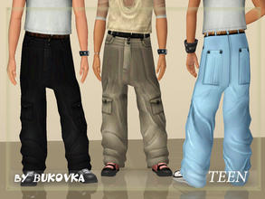 Sims 3 — Teen bottom pants Hip Hop by bukovka — Pants for teenagers. Three variants of color. Painting on two channels.