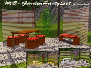 Sims 3 — MB-GardenPartySet by matomibotaki — Little set with 4 new meshes of garden furniture and 1 recolorable hanging