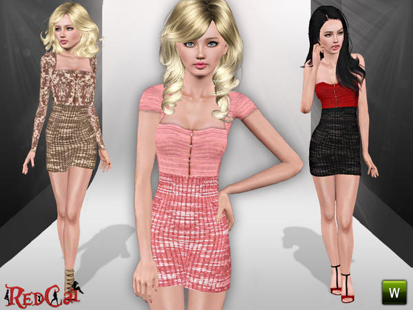 Sims 3 — City Lights Set by RedCat — City Lights Set with 3 dresses. 2 Recolorable Palettes. 3 Styles. Game Mesh. ~RedCat