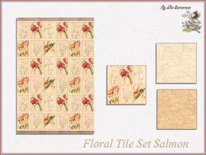 Sims 2 — Floral Tiles Set Salmon by thesorceress — Bathroom tiles with a lovely decor and comming in 3 different colors.