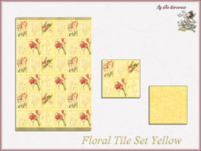 Sims 2 — Floral Tiles Set Yellow by thesorceress — Bathroom tiles with a lovely decor and comming in 3 different colors.