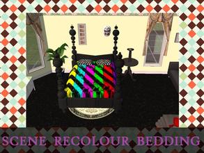 Sims 2 — Scene Recolour Bedding by staceylynmay2 — Yellow, aqua, pink, green, red and purple bedding.Black and white