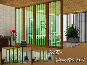 Sims 3 — MB-FenceVista3 by matomibotaki — MB-FenceVista3, new fence mesh, wall high with green glass-ribs and frame,