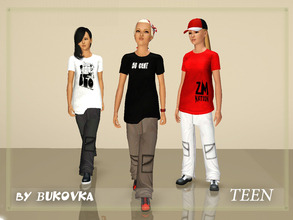 Sims 3 — Teen Tomboy Girl  by bukovka — Set baggy clothes for the girls. Includes slacks with comfortable pockets and