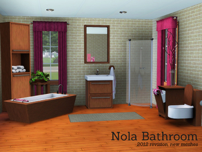 Sims 3 —  Nola Bathroom by Angela — Nola Bathroom redone for Sims3. The set contains: Tub, Sink, Toilet, Shower, Cabinet,