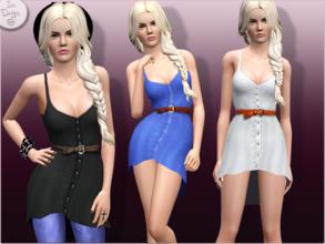Sims 3 — ~Buttoned belted asymmetric dress~ by Icia23 — Hi! new dress for your ladies :D Hand-painted 4 recolorables