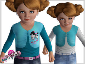 Sims 3 — Vest and t-shirt for toddler girls by Weeky — Comes with 3 designs. 3 recolorable palettes. Only for toddler