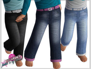 Sims 3 — Denim jeans for toddler girls by Weeky — Denim jeans - only for toddler girls. 4 color channels. Recolorable.