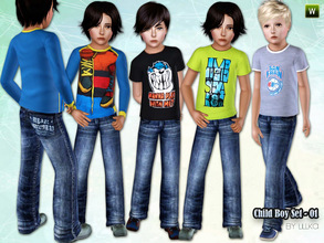 Sims 3 — Child Boy Set ~ 01 by lillka — This set includes: Three different t - shirts for boys.