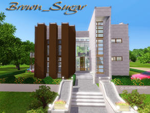 Sims 3 — Brown_Sugar by matomibotaki — Contemporary cube-style house in clear design anf attractive colors. 2 Floors with