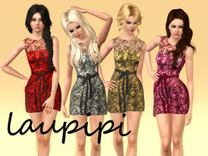 Sims 3 — Emma Stone 2011 Dress by laupipi2 — Emma Stone's lace recolorable dress. 3 Recolorable channels