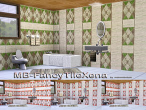 Sims 3 — MB-FancyTileXena by matomibotaki — MB-FancyTileXena, 2 variations of a modern tile wall, with 3 recolorable