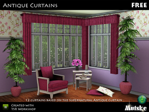 Sims 3 — Antique Curtains by Mutske — This set is an add-on for the Supernatural Antique Curtain. It contains 12