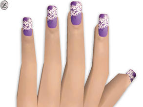 Sims 2 — Nails 27 by zodapop — Purple nails with white lace print. Can be found under head accessories.