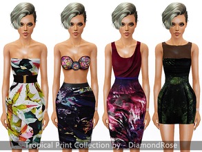 Sims 3 — Tropical Print Collection by DiamondRose2 — A colourful Tropical Print Dresses and Skirt Collection for your