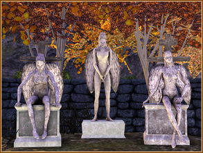 Sims 3 — Angel Statues by sim_man123 — A small set of three decorative stone statues of sim-angels in various positions