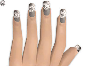 Sims 2 — Nails 28 by zodapop — Grey nails with white lace print. 