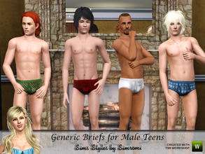 Sims 3 — Generic Briefs for Teen Males by simromi — No designer labels here. Just your basic generic briefs for teen