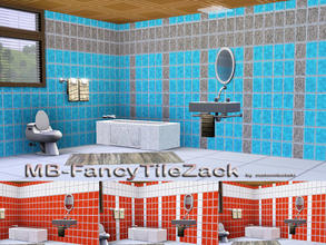 Sims 3 — MB-FancyTileZack by matomibotaki — MB-FancyTileZack, tile walls in 2 variations and 3 recolorable areas, by