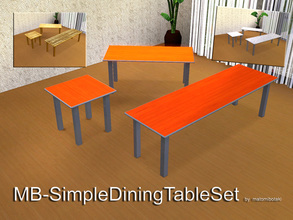 Sims 3 — MB-SimpleDiningTableSet by matomibotaki — Simple dining tables in 3 sizes, 3 new meshes, all with 2 recolorable
