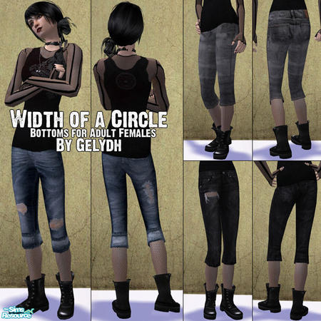 Sims 2 — Width of a Circle - For Adult Females by gelydh — Low-rise and untucked cropped jeans with leather boots for