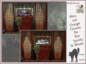 Sims 2 — Curtains  for Spooky Houses by thesorceress — Dirty and worn Curtains to decorate your spooky houses with :)