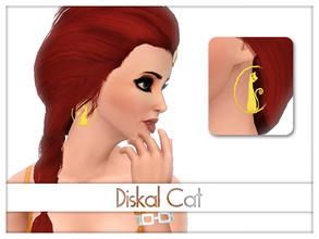Sims 3 — Diskal Cat earrings by Kiolometro — Beautiful earrings made of metal. Earrings in shape of a cat.