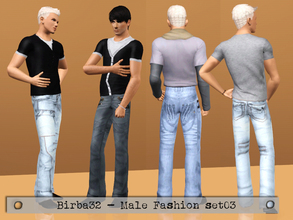 Sims 3 — Male Fashion set 03 by Birba32 — Jeans with stitching in two styles.