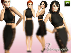 Sims 3 — The High Neck Bodycon Top by Harmonia — Lace detail high neck top Custom Mesh By Harmonia09 3 Variations.