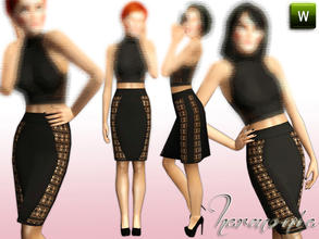 Sims 3 — High Waisted Bodycon Skirt by Harmonia — Lace detail High Waisted Bodycon Skirt Custom Mesh By Harmonia09 3