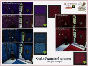 Sims 3 — Gothic Pattern in 6 color variations by thesorceress — For the more Gothic Halloweeners a pattern set that