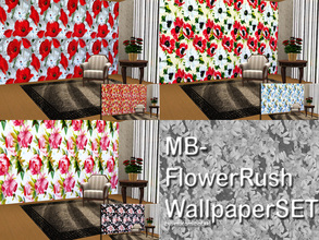 Sims 3 — MB-FlowerRushWallpaperSET by matomibotaki — MB-FlowerRushWallpaperSET, a set with 6 wallpapers in floral