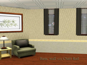 Sims 3 — Basic Wall with Chair Rail by Degera — A very basic wall with three recolorable parts - top, chair rail and