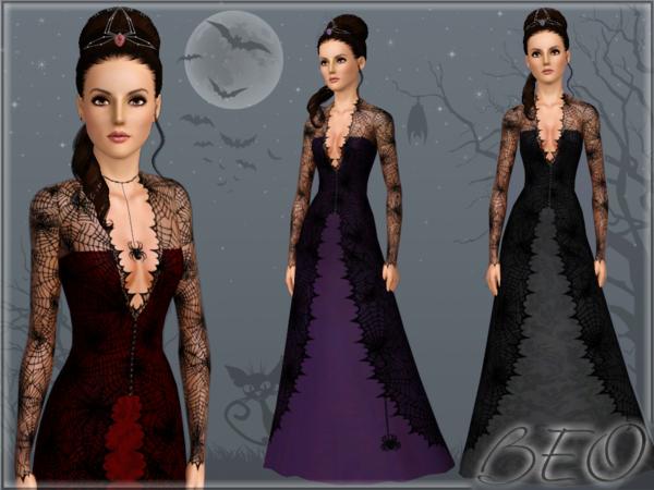 Sims 3 — Halloween by BEO — Dress in 3 variants. Recolorable 3 canals.