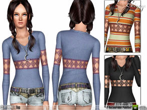 Sims 3 — Crochet Detail Top - S92 by ekinege — Crochet Detail Top. 2 recolorable parts.