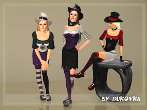 Sims 3 — Clothing for witches AF by bukovka — The set includes: a dress with a corset, stockings, boots and a hat.