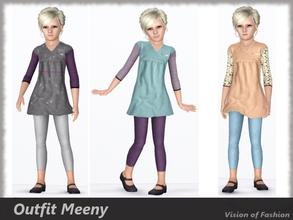 Sims 3 — Vision of Fashion - Outfit Meeny by Visiona — Cute Outfit for your gils. Three recolorable channels (dress,