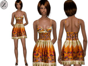 Sims 2 — 2012 Fashion Collection Part 42 by zodapop — Short multicolored print dress.