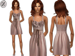 Sims 2 — 2012 Fashion Collection Part 43 by zodapop — Mauve cotton-blend dress with ruffled crochet bodice.